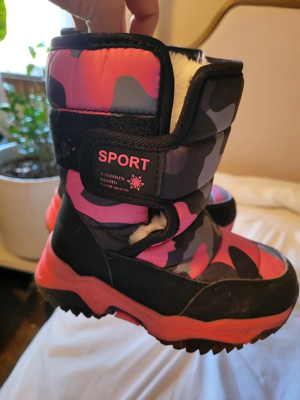 Kids Pink Camo Winter Boots - Brand